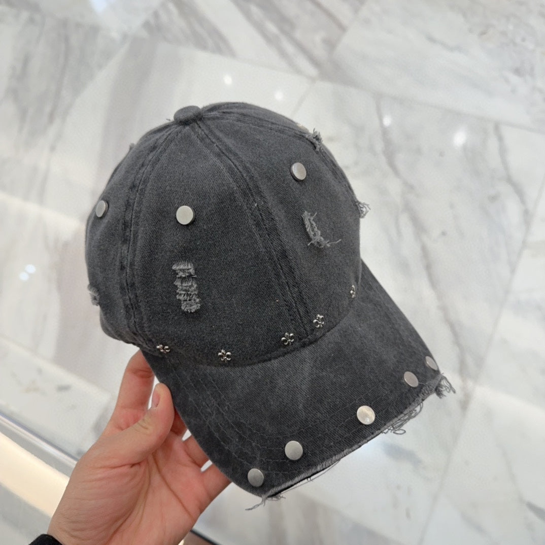 Chrome Hearts distressed studded cap with bold streetwear luxury edge