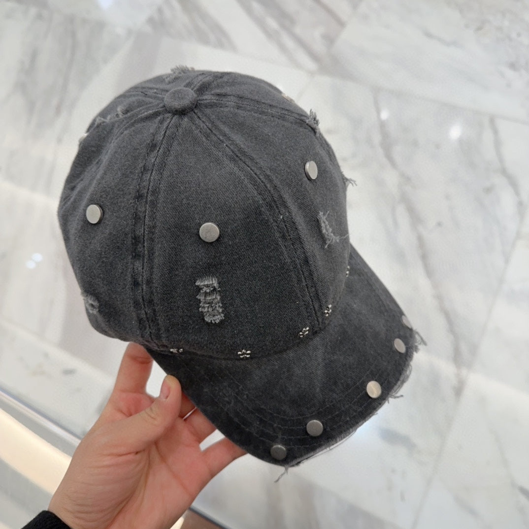 Chrome Hearts distressed studded cap with bold streetwear luxury edge