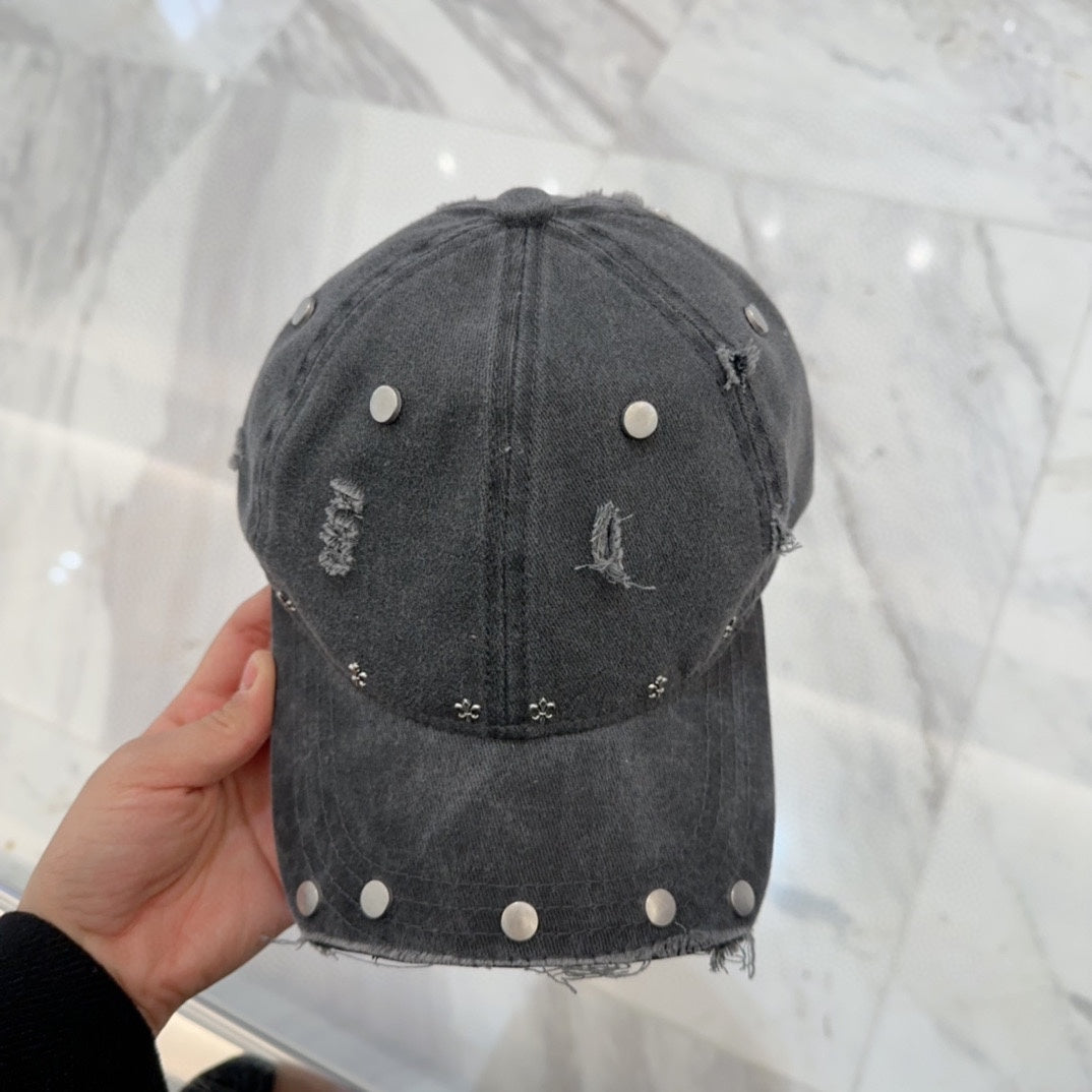 Chrome Hearts distressed studded cap with bold streetwear luxury edge