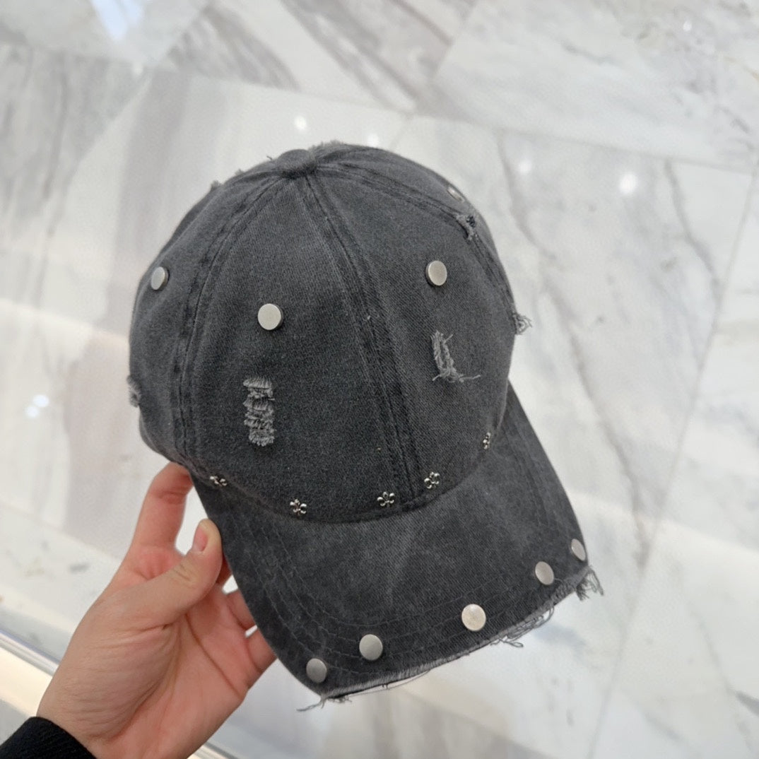 Chrome Hearts distressed studded cap with bold streetwear luxury edge