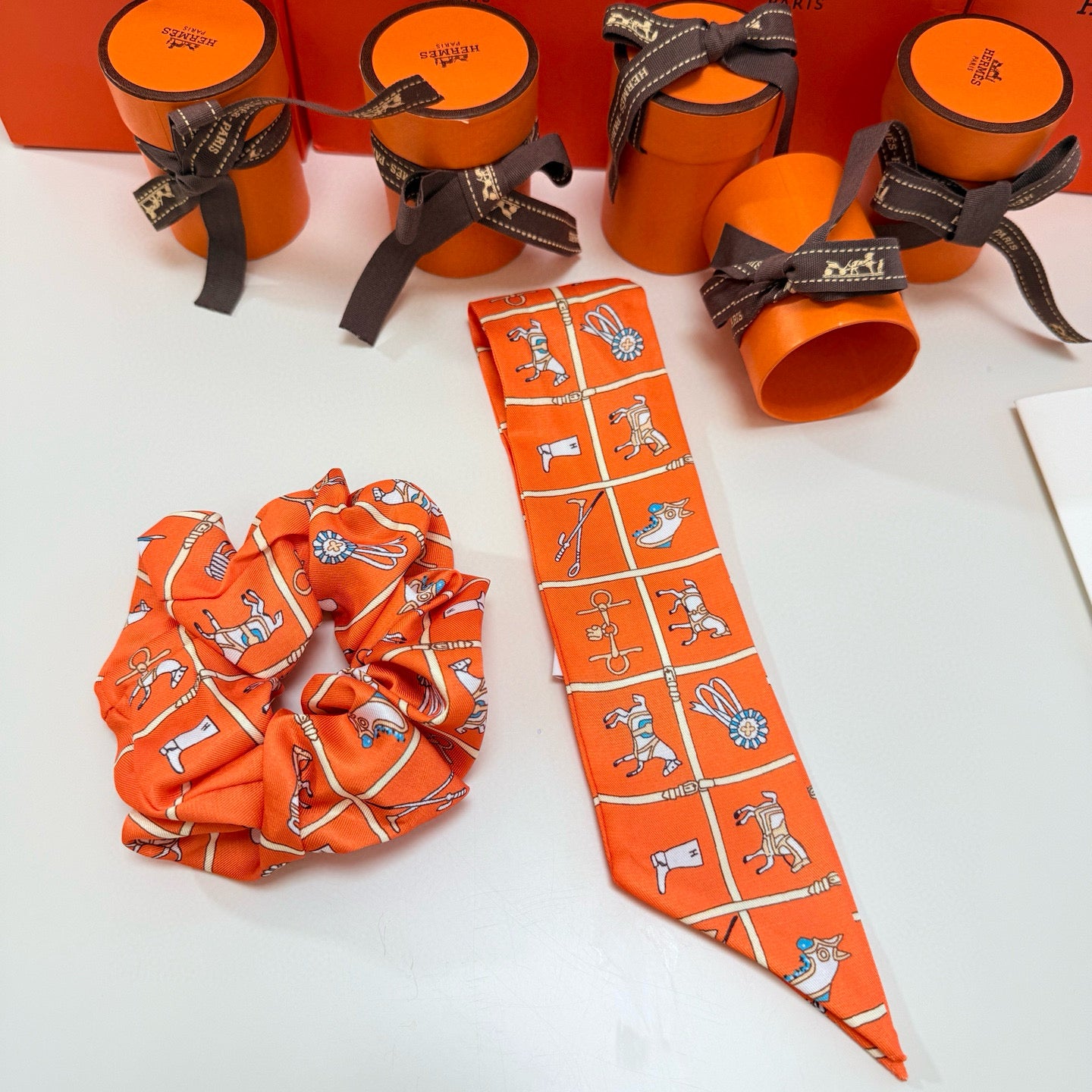 Pre-Owned Hermès Twilly Scarf – Double Use Hair Ribbon & Bag Accessory