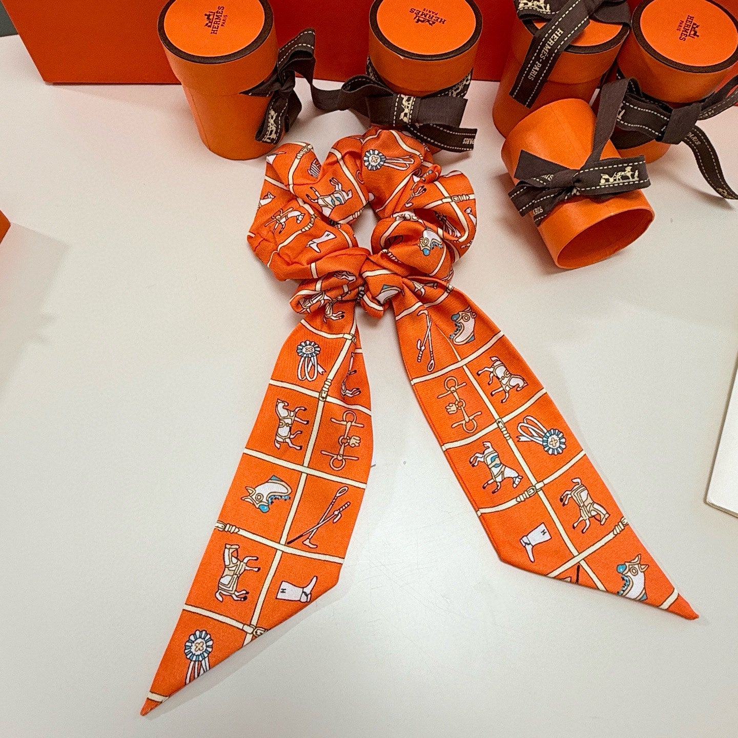 Pre-Owned Hermès Twilly Scarf – Double Use Hair Ribbon & Bag Accessory
