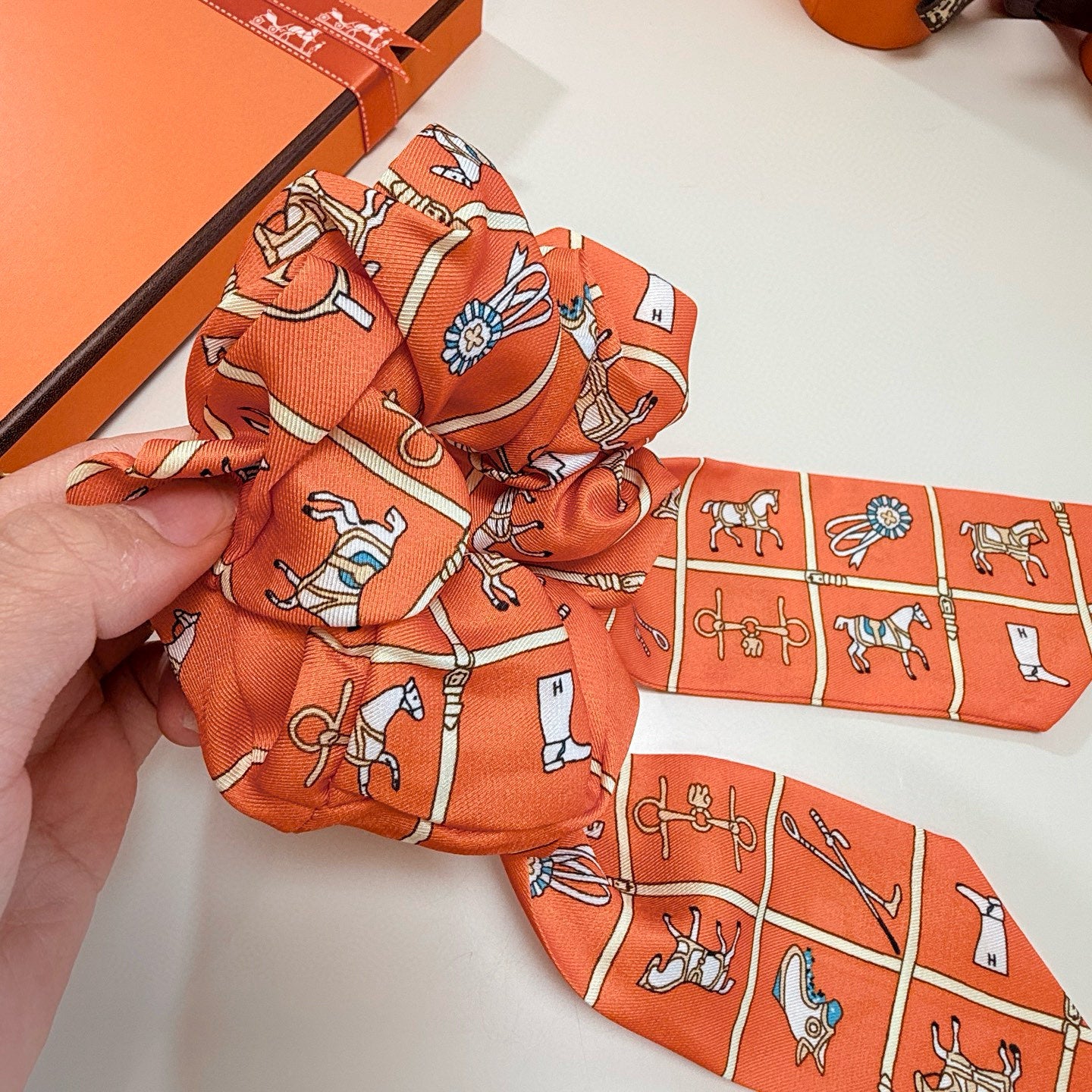Pre-Owned Hermès Twilly Scarf – Double Use Hair Ribbon & Bag Accessory