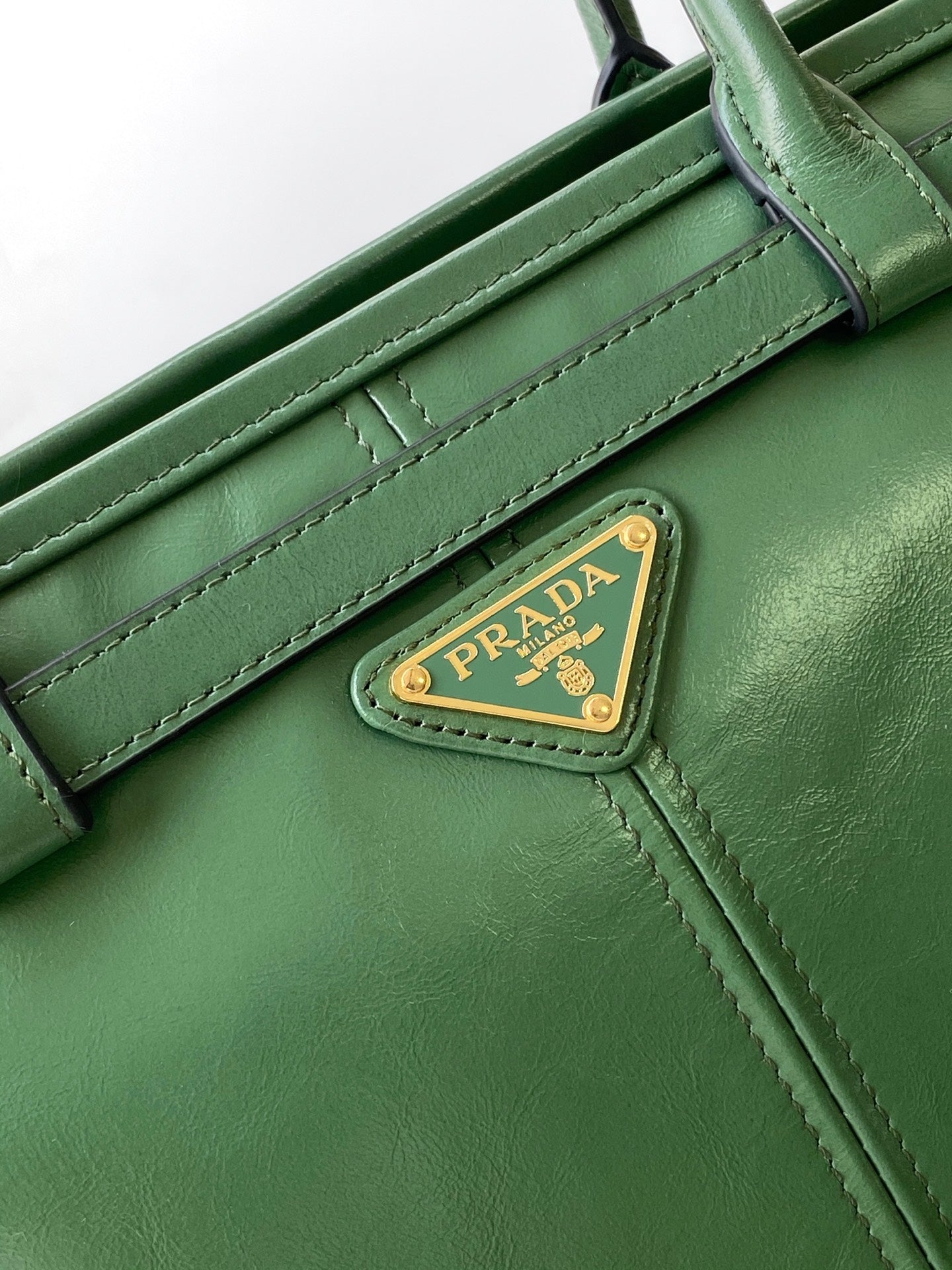 Pre-Owned LusSol Green Leather Tote Bag with Shoulder Strap (Large Capacity)