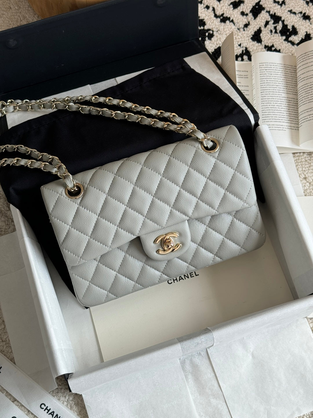 Pre-Owned Chanel Classic Flap Bag Small Caviar Quilted Leather (Silver Hardware)