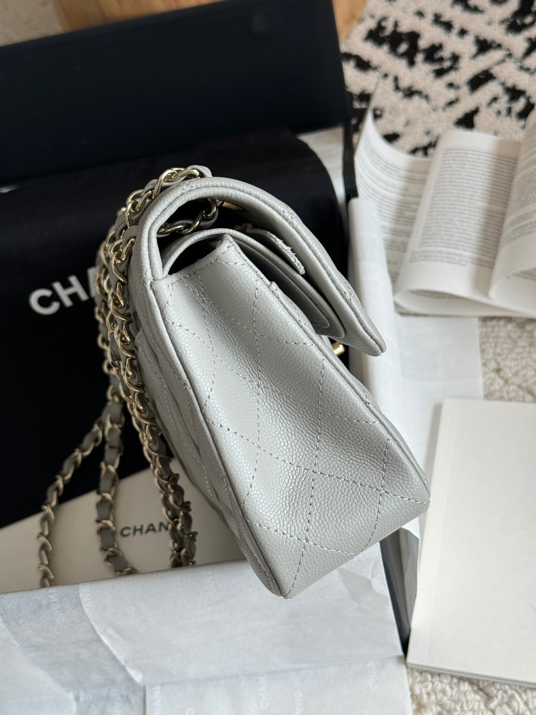 Pre-Owned Chanel Classic Flap Bag Small Caviar Quilted Leather (Silver Hardware)