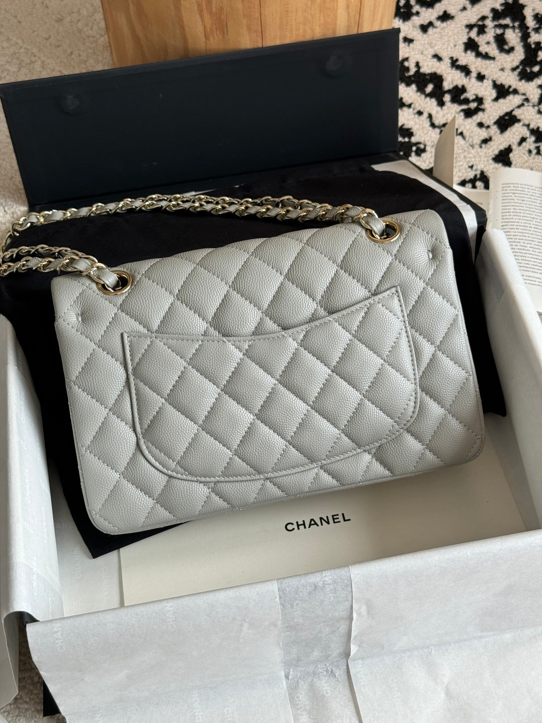 Pre-Owned Chanel Classic Flap Bag Small Caviar Quilted Leather (Silver Hardware)
