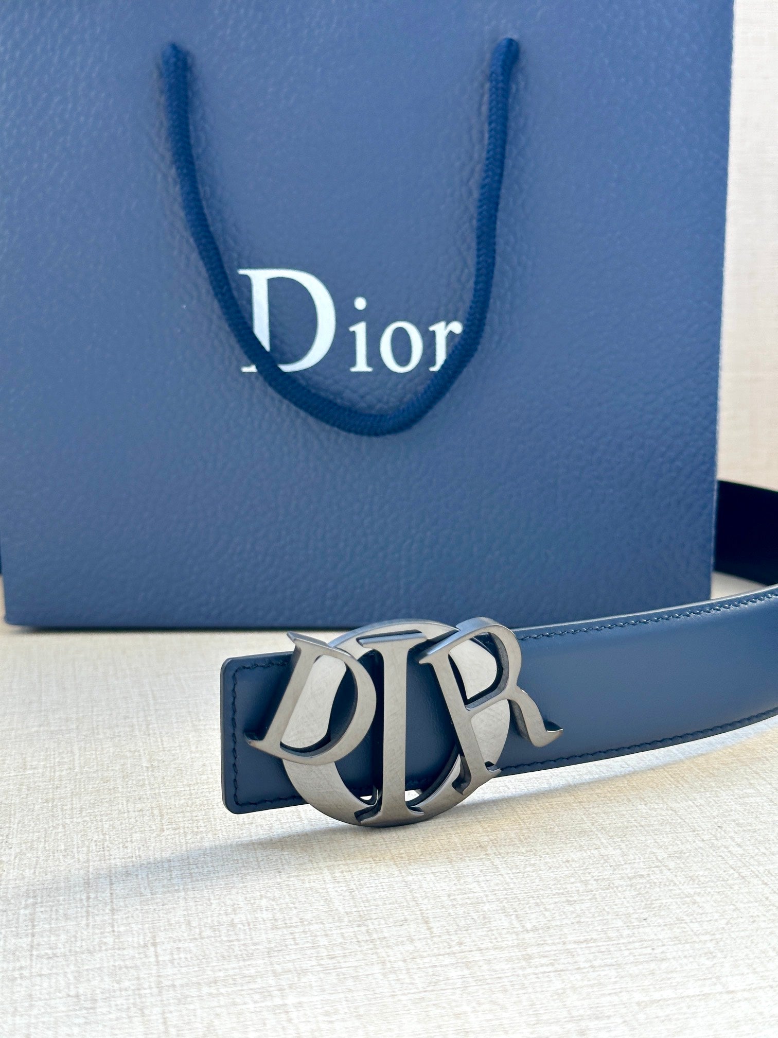 Pre-Owned Dior Charm Men’s Belt 3.5cm Stainless Steel & Gold-tone Buckle