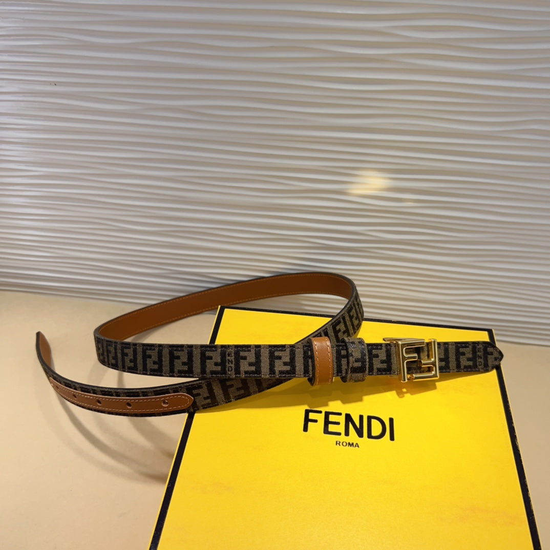 FENDI Monogram NFC Buckle Leather Belt 2.0cm