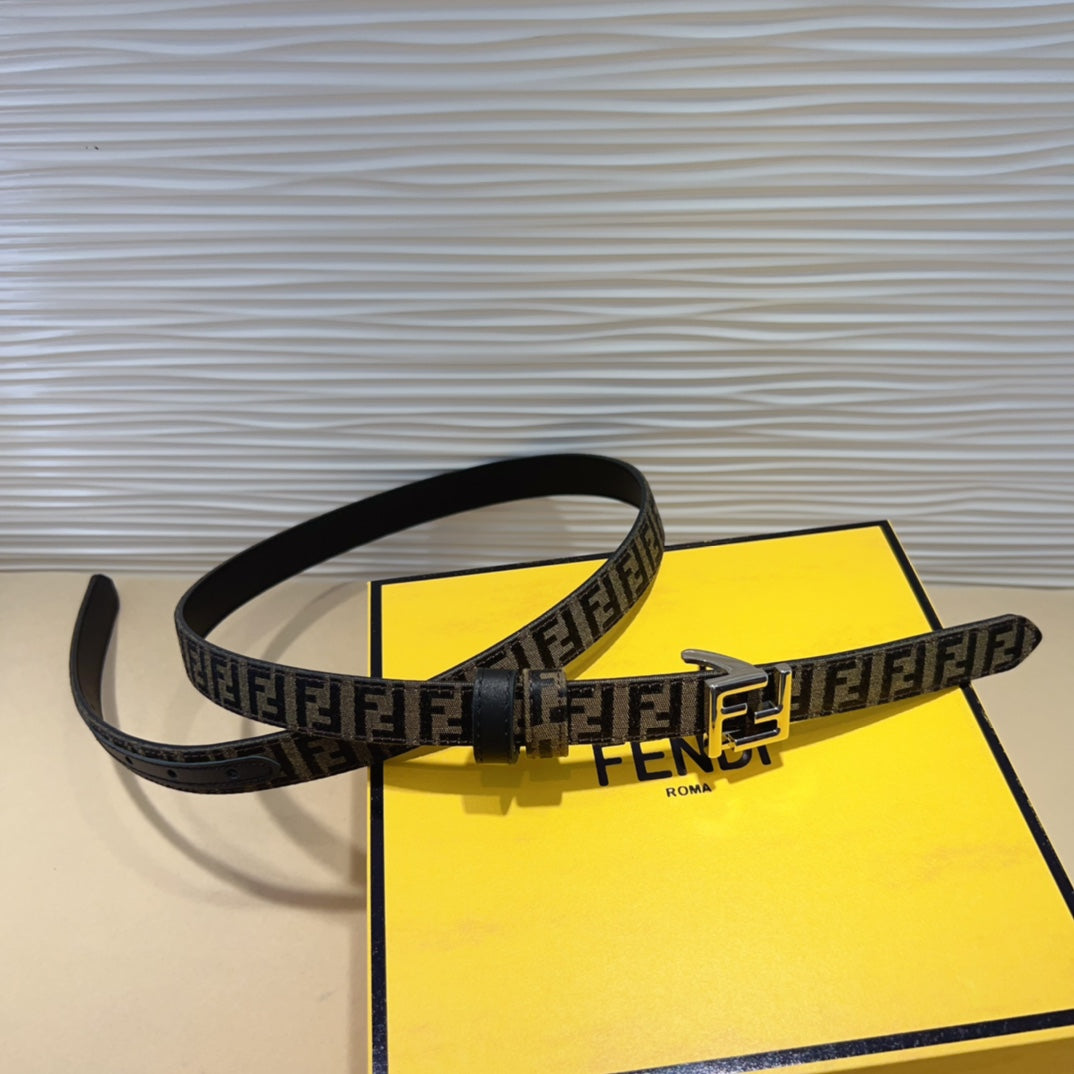 FENDI Monogram NFC Buckle Leather Belt 2.0cm