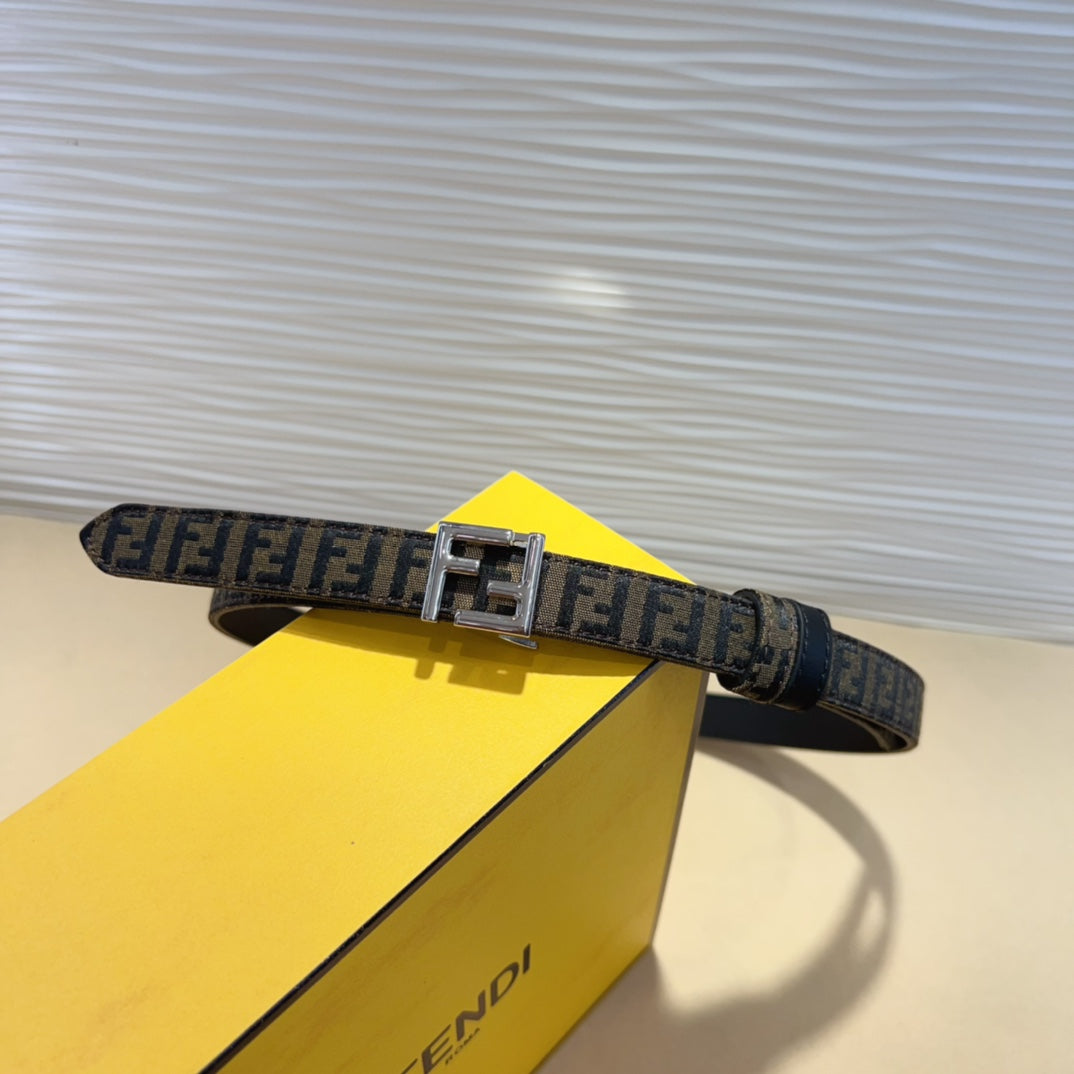 FENDI Monogram NFC Buckle Leather Belt 2.0cm