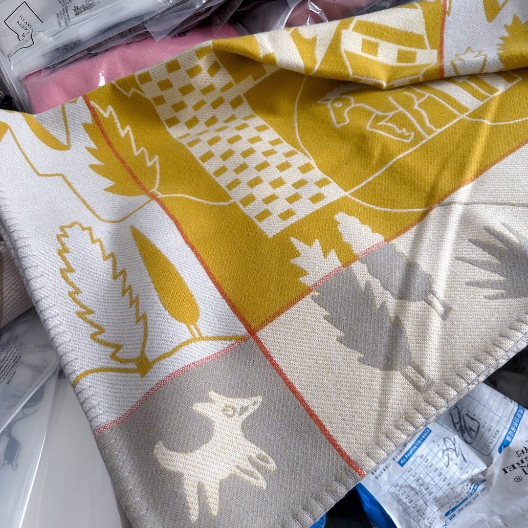Pre-Owned Hermès Avalon Baby Blanket – Honey Yellow Cashmere Wool