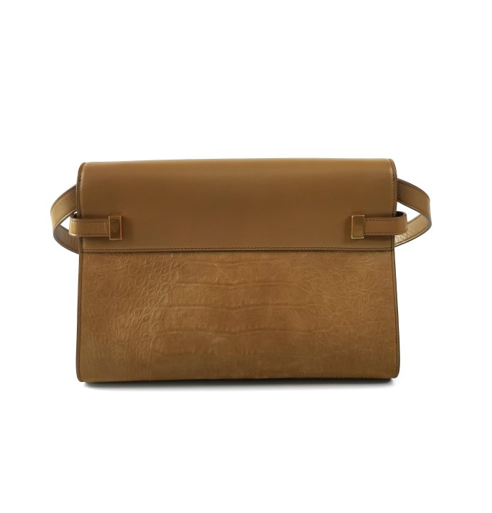 Pre-Owned Saint Laurent Manhattan Shoulder Bag in Embossed Cowhide Leather