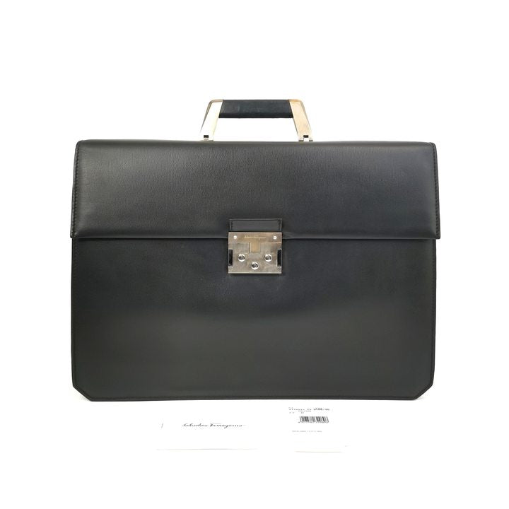 Pre-Owned Ferragamo Leather Briefcase – Black