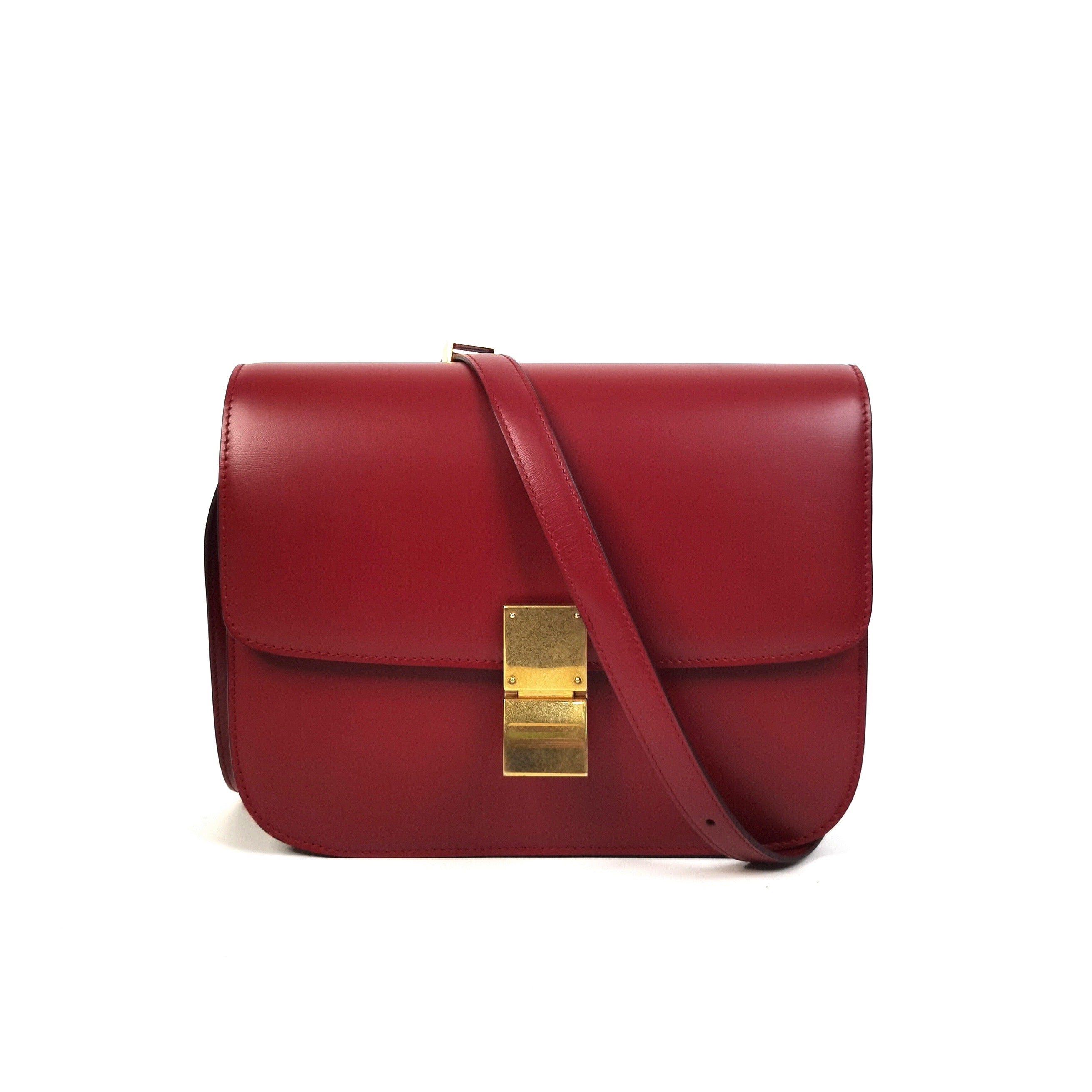Pre-Owned Celine Classic Box Bag in Red Calfskin