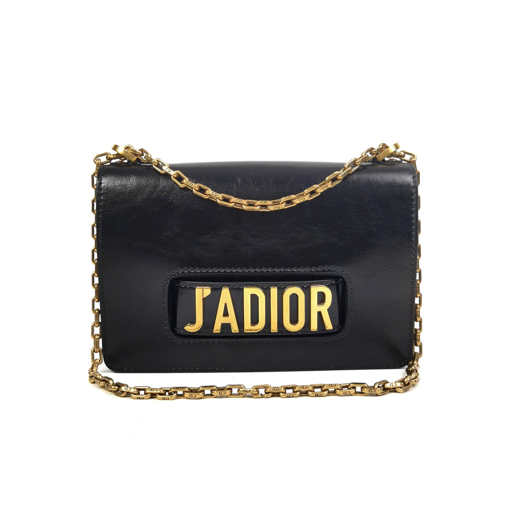 Pre-Owned Dior J’Adior Black Patent Leather Shoulder Bag – Gold Chain
