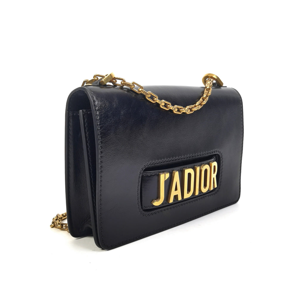 Pre-Owned Dior J’Adior Black Patent Leather Shoulder Bag – Gold Chain