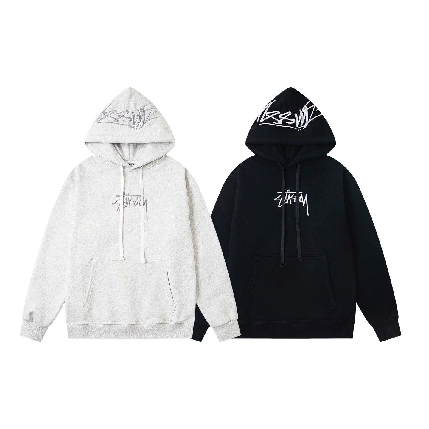 Pre-Owned Stussy Logo Embroidered Hoodie – Retro Streetwear Unisex Pullover, Like New Condition