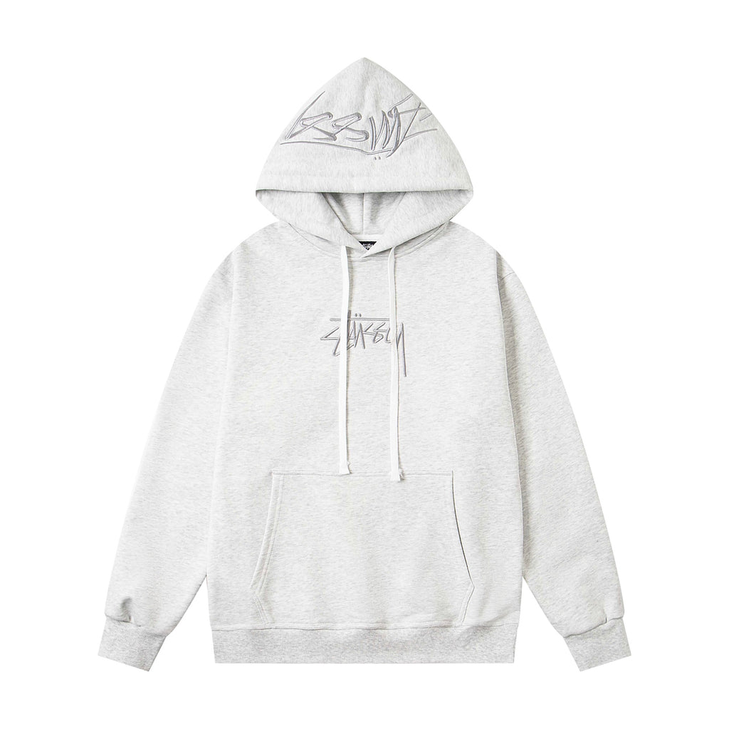 Pre-Owned Stussy Logo Embroidered Hoodie – Retro Streetwear Unisex Pullover, Like New Condition